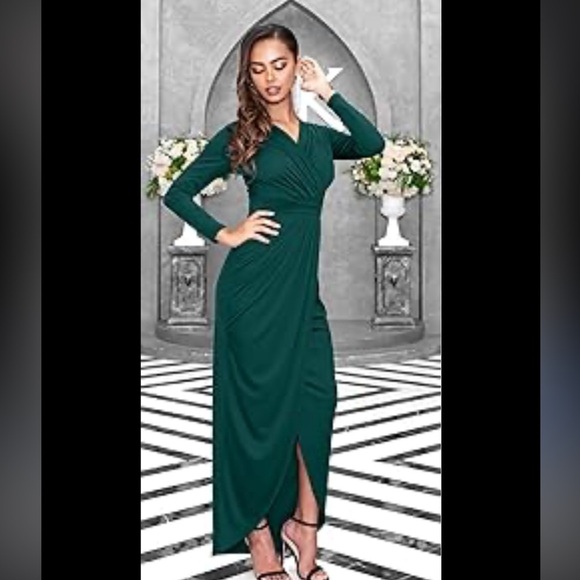 Green Long Sleeve formal Dress M - Picture 1 of 4